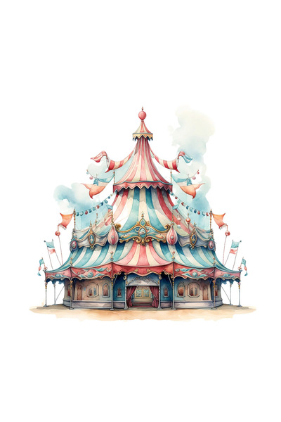 INOVATIX Set de 8 piese, autocolant Circus Castello, INOVATIX®. 6 cm