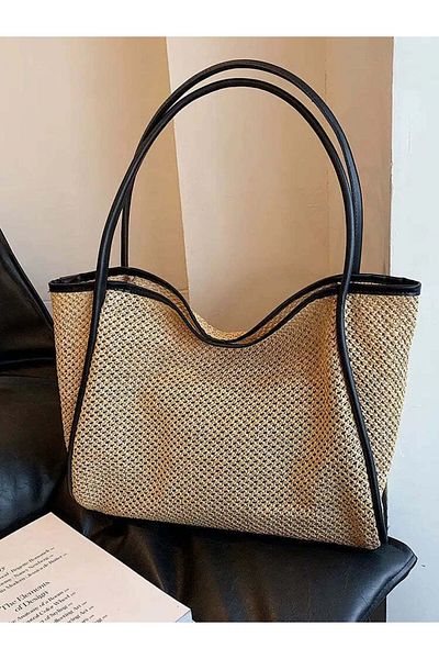 Mojeva Geantă de mână, braț și umăr pentru femei ROSE Mesh Braided Puppy Straw