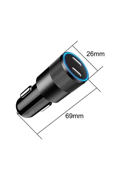 lemontti Incarcator Auto Super Fast Charge 60W 2 porturi PD Type-C x 30W Negru