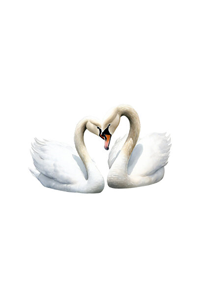 INOVATIX Set de 8 piese, Autocolant Două lebede îndrăgostite, INOVATIX®. 6 cm