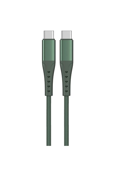 lemontti Cable Bending Aluminum Fast Charge Type-C to Type-C, PD 65W, 1.2m, Green