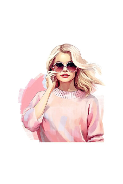 INOVATIX Set de 8 piese, autocolant Fată în roz Ella, INOVATIX®. 6 cm