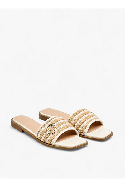 Flora Bella by Shoexpress Women's Textured Slip-On Flat Sandals with Metal Ac...