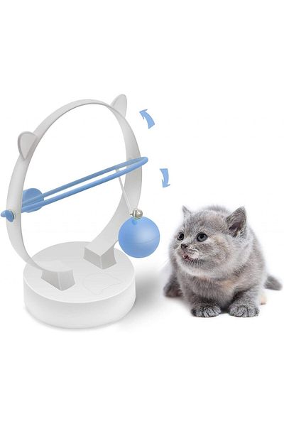 Chinberski interactive cat toy, plastic, white/blue, 16 x 11.4 x 21 cm