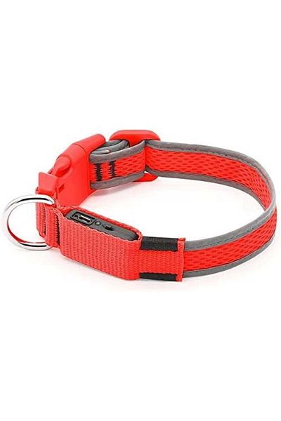 Iseen Zgardă pentru câini, LED, poliuretan termoplastic, roșu/negru, mărimea M