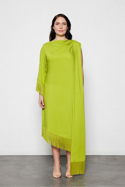 LUOKK Desiree Plus Size Shawl Collar Dress Green