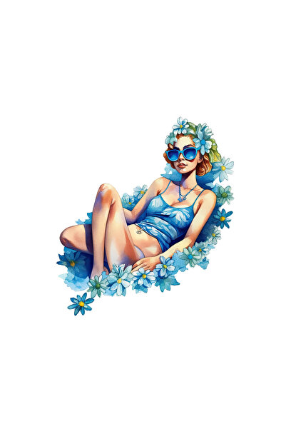 INOVATIX Σετ 8 τεμαχίων, Αυτοκόλλητο Γυναίκα στην παραλία, INOVATIX®. 6 εκ.