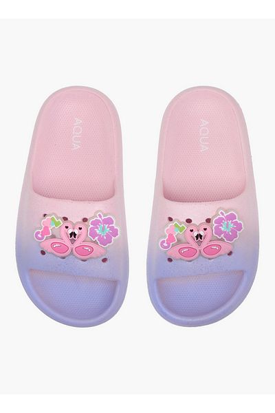 Aqua Girls Jibbitz Accent Slip-On Slides