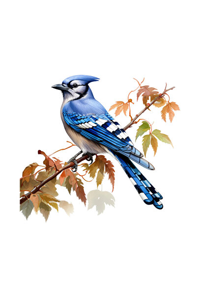 INOVATIX Set de 8, autocolant Cardinal albastru pe creangă de toamnă, INOVATI...