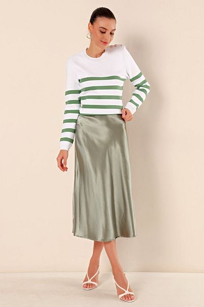 leyla sanat sanata yeni bir bakış açısı Leyla Sanat a New Perspective on Art 15806 Satin Skirt - Çağla