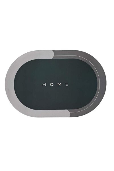 SIKS Covoraș de baie antiderapant, model "Home", oval, 57 x 38 cm, verde / gri