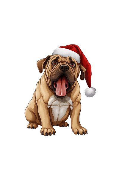 INOVATIX Set of 8 pieces, Sticker French Bulldog with Christmas hat, INOVATIX®. 6 cm