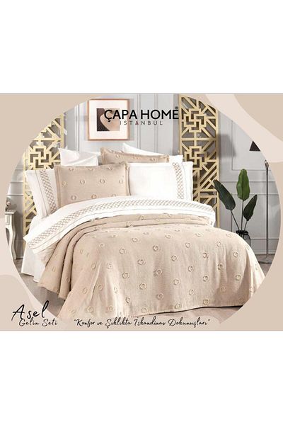 Çapa Home ÇAPA HOME ASEL КОМПЛЕКТ ЗА ПОВЪРХНОСТИ ЗА ЛЕГЛА ОТ 9 ЧАСТИЯ, КОМПЛЕКТ ПЛИКОВЕ ЗА ЛЕГЛА, СИН