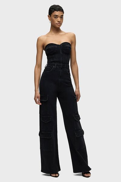 Hudson CARGO BUSTIER JUMPSUIT - HUDSON - 24, BLACK
