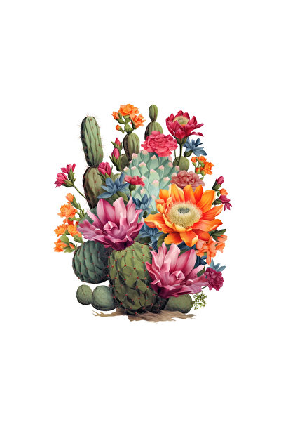 INOVATIX Set de 8 bucăți, autocolant cactus înflorit Isolde, INOVATIX®. 6 cm