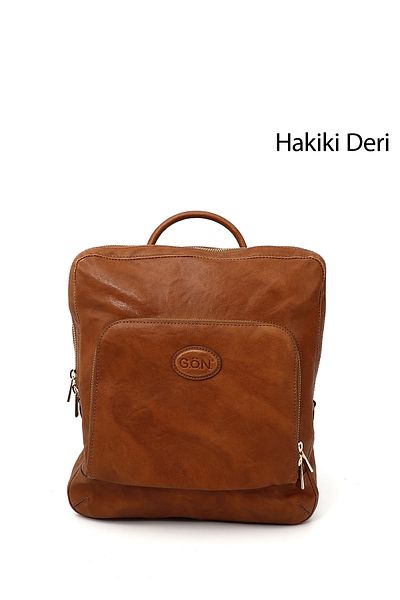 GÖNDERİ(R) Women / Girls Tan Wash Genuine Leather Handbag and Backpack