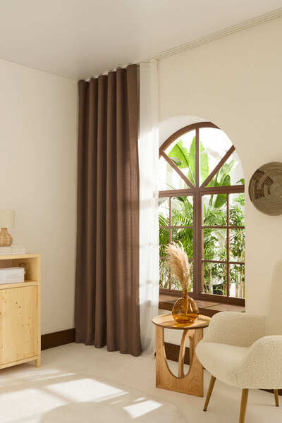 Kaşmir Home Perla Keten Fon Perde Vizon 150x270 cm