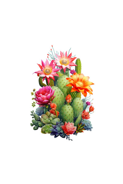 INOVATIX Set de 8 piese, autocolant cactus înflorit Isadora, INOVATIX®. 6 cm