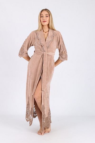 Nuşa Βαμβακερή ρόμπα Niki Velvet Bamboo με δαντέλα