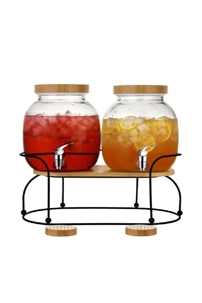 Bien Servi Piece High Quality Glass Dispenser with Stand Multicolor 4 Liter