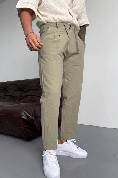 LU-MİLA High Quality Raw Linen Boyfriend Black Pants