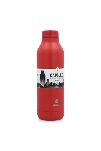 manna Capsule Powder Poppy Durable Stainless Steel Water Bottle Red 502ml