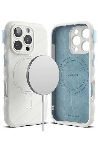 Ringke iPhone 16 Pro Case Cover | Macaron Silicone Magnetic Series | White