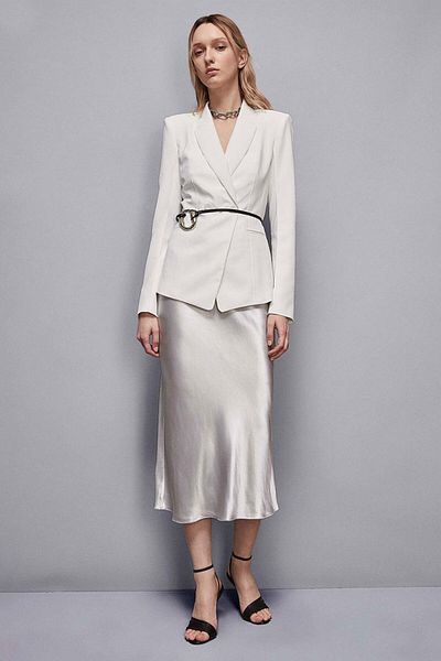 Patrizia Pepe MIDI SKIRT WITH ELASTIC WAIST - PATRIZIA PEPE - 40, GREY