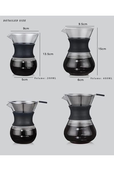 Generic Pour Over Coffee Maker with Stainless Steel Filter - 400ml