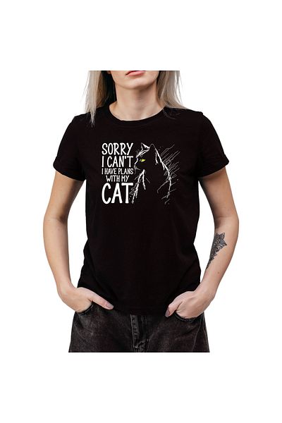 OEM Tricou Dama Pisici negru cu grafica amuzanta si text ironic, marimea S