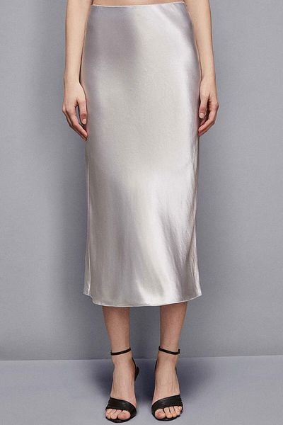 Patrizia Pepe MIDI SKIRT WITH ELASTIC WAIST - PATRIZIA PEPE - 40, GREY