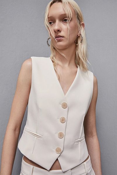 Patrizia Pepe REGULAR FIT VEST - PATRIZIA PEPE - 38, CREAM
