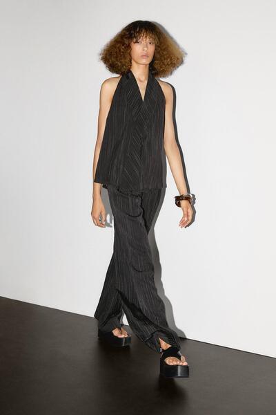 Massimo Dutti Çizgili halter yaka top