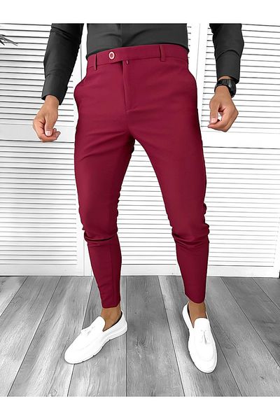 dehaine Men's casual pants, slim fit, red, B1734