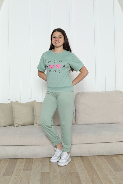 sleeproom Children's Sports Wear Two-Part Fabric Front Printed Short Sleeve Summer with Elastic Legs