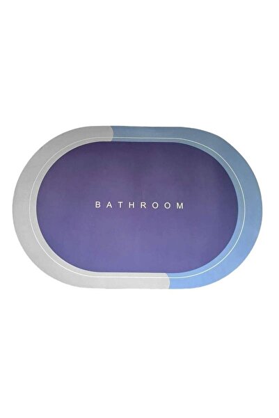 SIKS Covoraș de baie antiderapant, model „Baie”, oval, 57 x 38 cm, albastru/v...