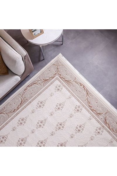 Danube Home Pearl Artsilk Rug Polyester Area Rug Floor Covering L340xW240cm-Cream & Multi 231300472165