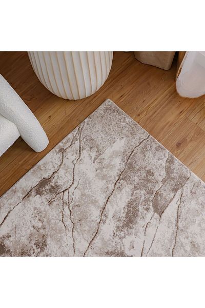 Danube Home Venice Modern Rug Polyester Area Rug Floor Covering L230xW160cm-Beige & White