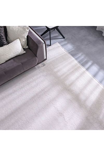 Danube Home سجادة Luxura Artsilk Modernclassic من الأكريليك لتغطية الأرضية، طول 180 سم × عرض 120 سم - أبيض