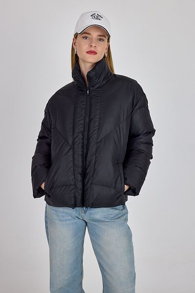 Rays Black Oversize Stand Collar Puffer Coat 4010
