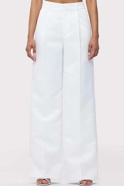 Herve Leger PANTALONI LARGI DIN SATIN DUCHESĂ - HERVE LEGER - 6, ALB