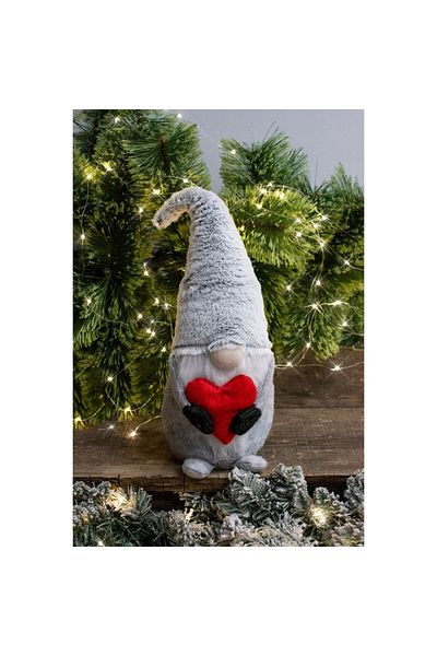jumi Christmas Decoration, Grey Dwarf With Red Heart, 48 Cm