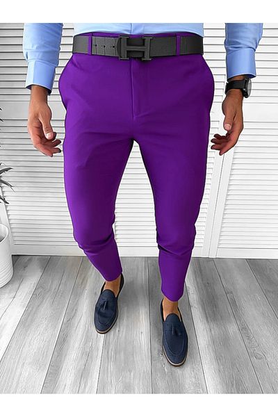 dehaine Men's casual pants, slim fit, purple, b1734a