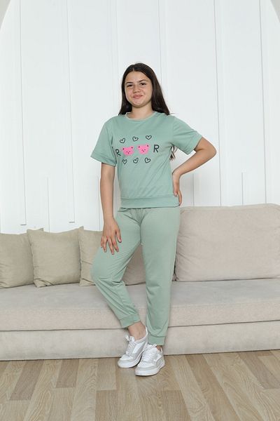 sleeproom Children's Sports Wear Two-Part Fabric Front Printed Short Sleeve Summer with Elastic Legs