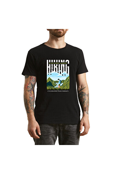 OEM Tricou Barbati Explore the Wild, stil aventurier modern, negru, marimea L