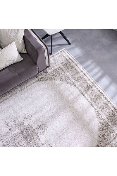 Danube Home Luxura Artsilk Modernclassic Rug Acrylic Area Rug Floor Covering L230xW160cm-Grey Beige