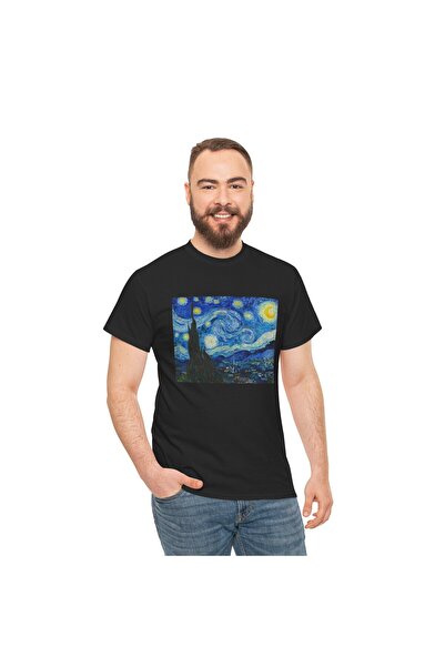 OEM Tricou personalizat Vincent Van Gogh, The Starry Night, negru, marimea M