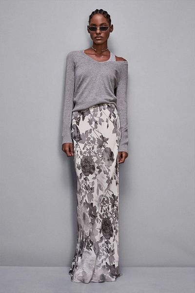 Patrizia Pepe FLORAL PRINT SKIRT - PATRIZIA PEPE - 44, GREY