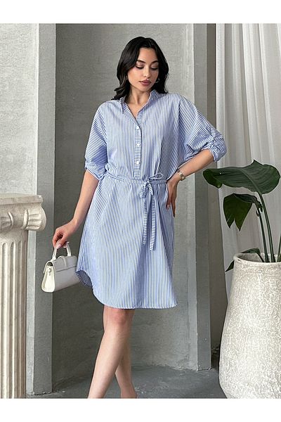 MD trend Rochie midi cu nasturi pe jumătate pentru damă