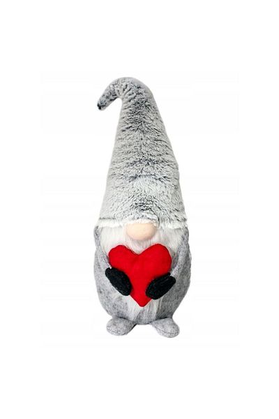 jumi Christmas Decoration, Grey Dwarf With Red Heart, 48 Cm
